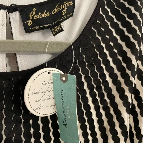 Anthropologie White and Black Dress NWT - Picture 2 of 4